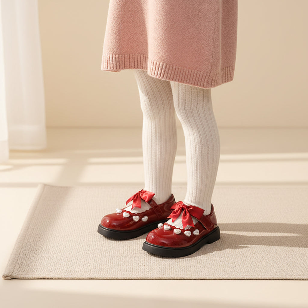 Pearl Heart Bow Mary Janes