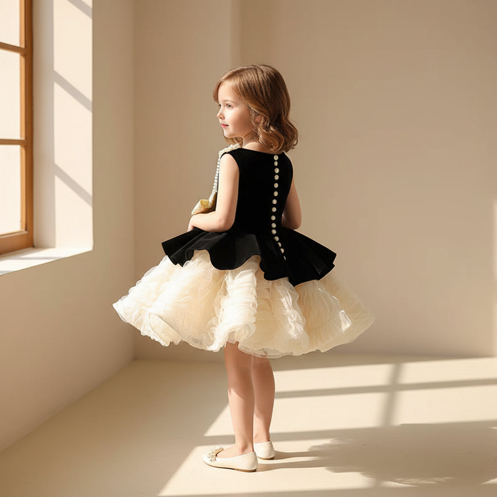 Golden Bow Tulle Dress