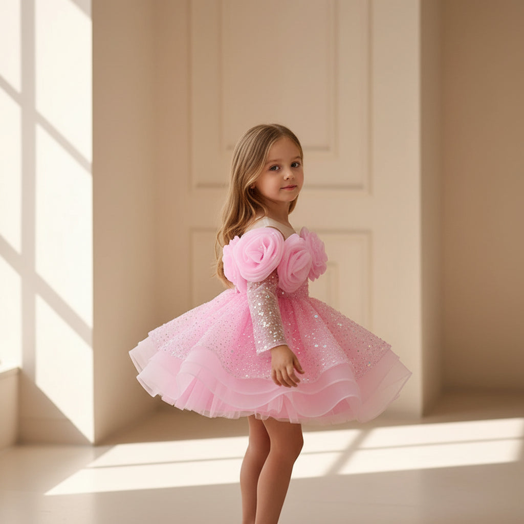 Rosette Bloom Tulle Dress