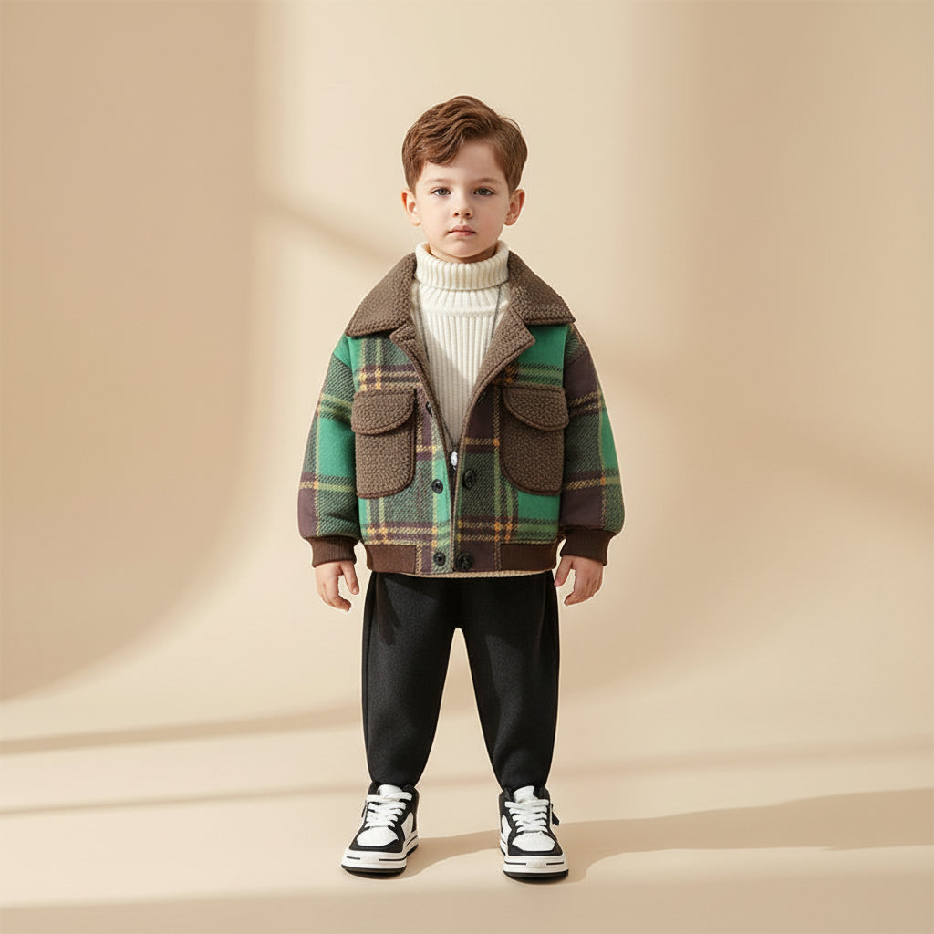 Little Explorer Plaid Sherpa