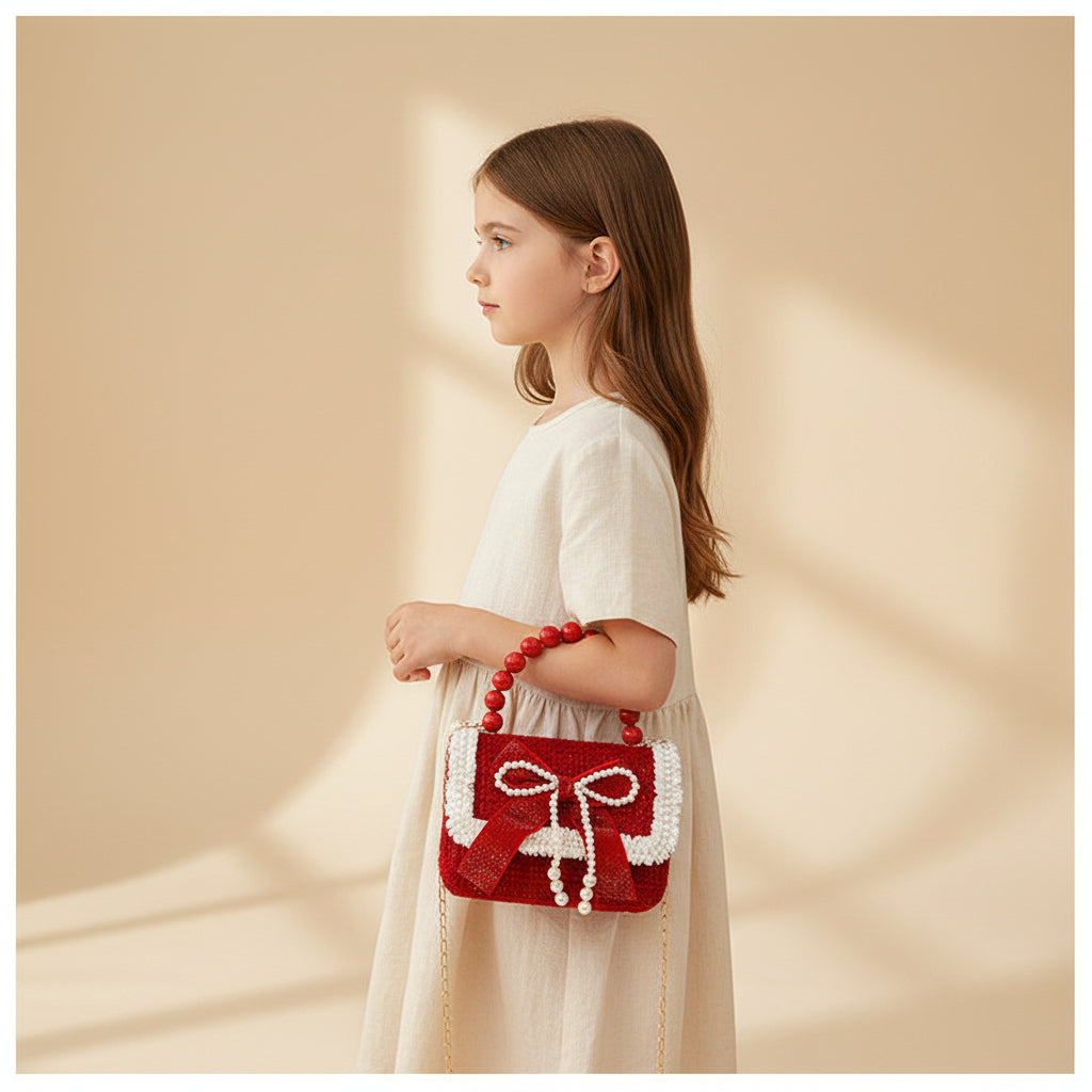 Cherry Bow Pearl Purse