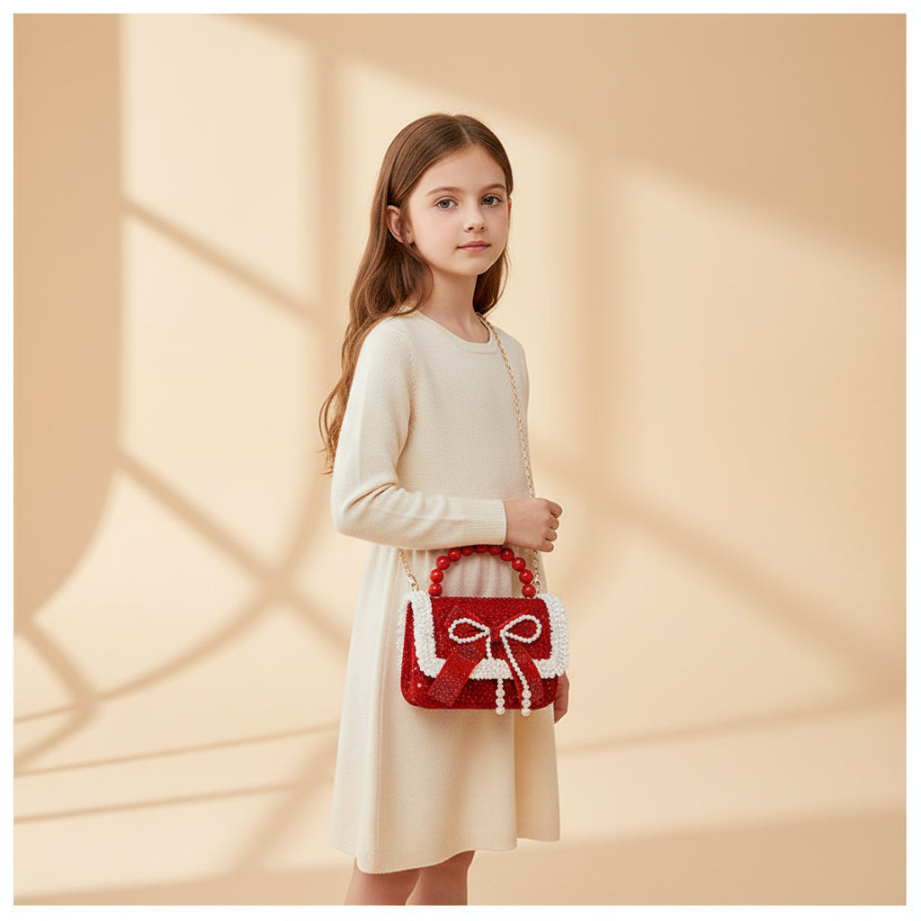 Cherry Bow Pearl Purse