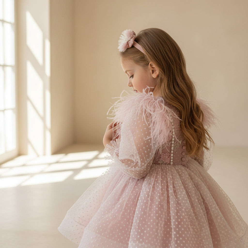 Blush Feather Tulle Dress