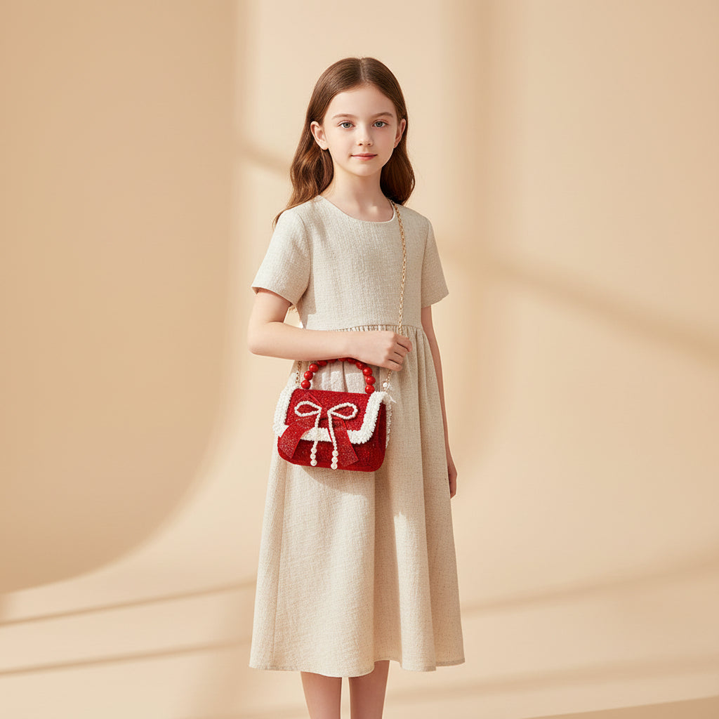 Cherry Bow Pearl Purse