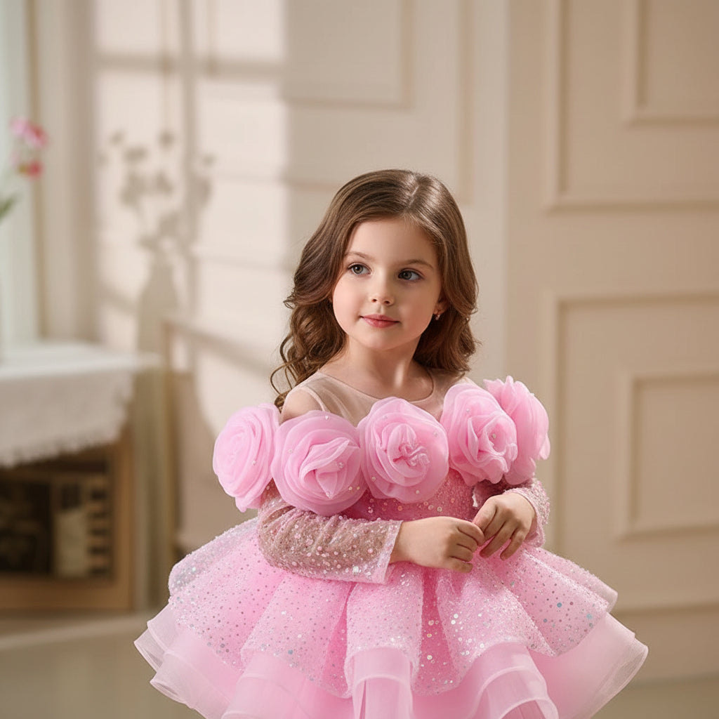Rosette Bloom Tulle Dress