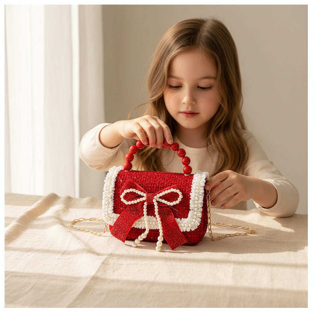 Cherry Bow Pearl Purse