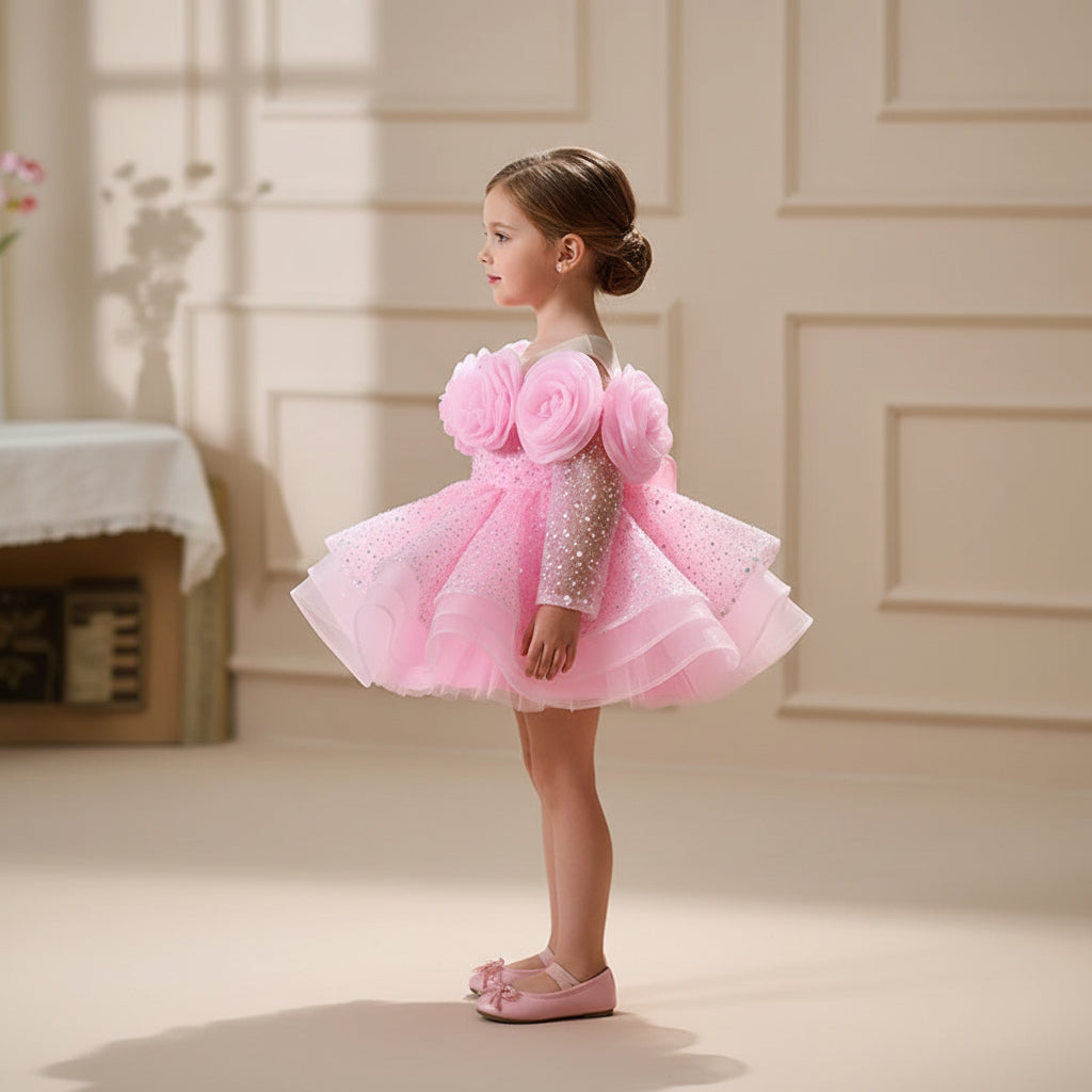 Rosette Bloom Tulle Dress