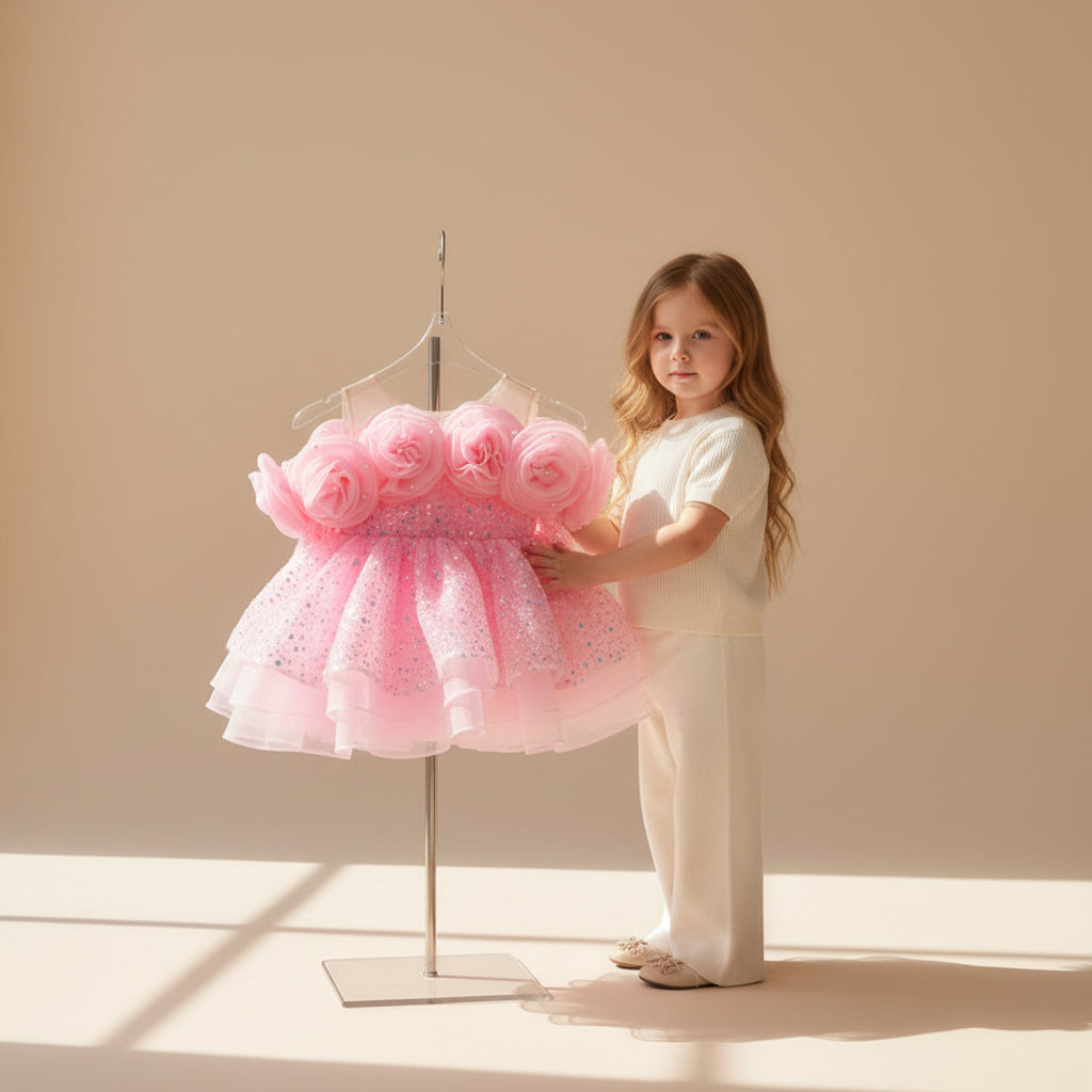Rosette Bloom Tulle Dress