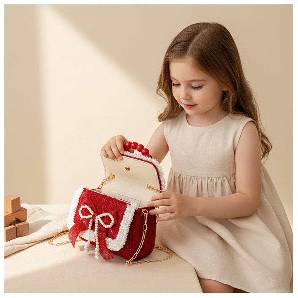 Cherry Bow Pearl Purse