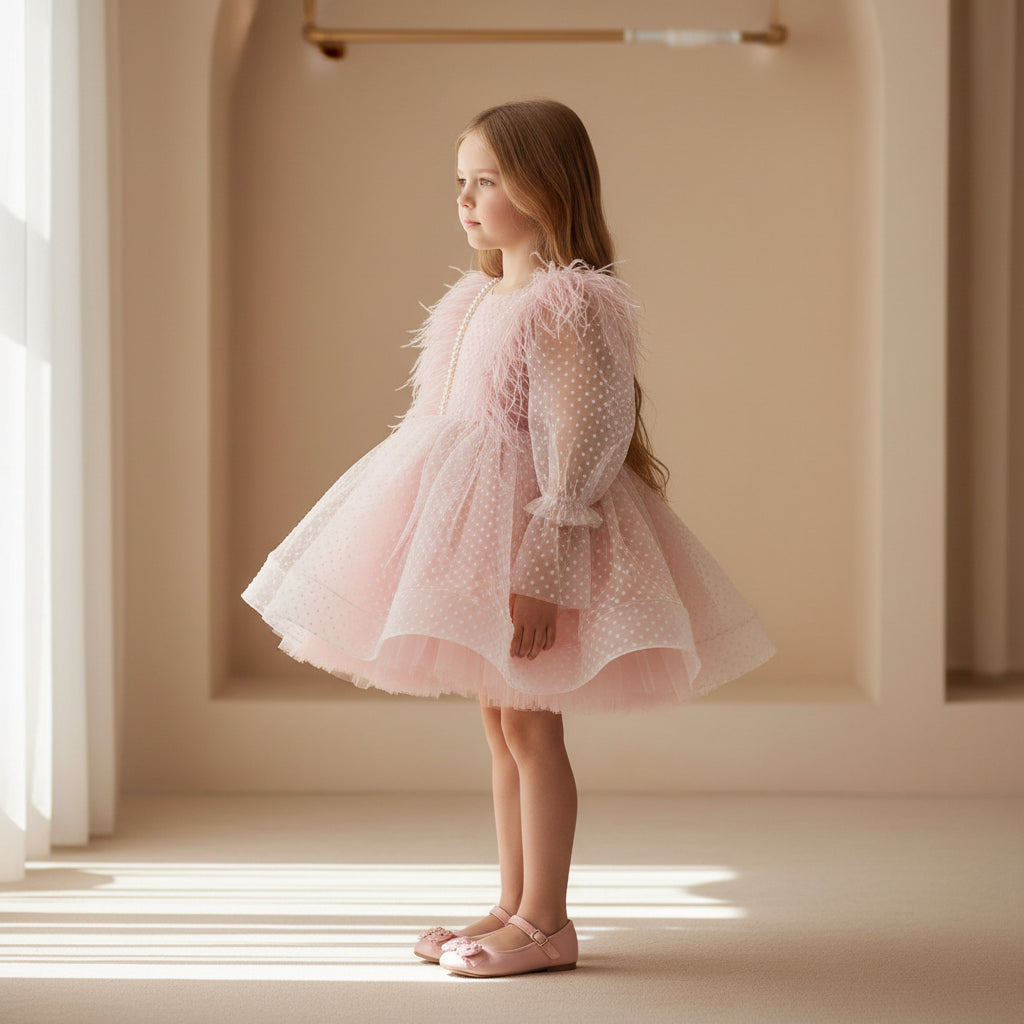 Blush Feather Tulle Dress
