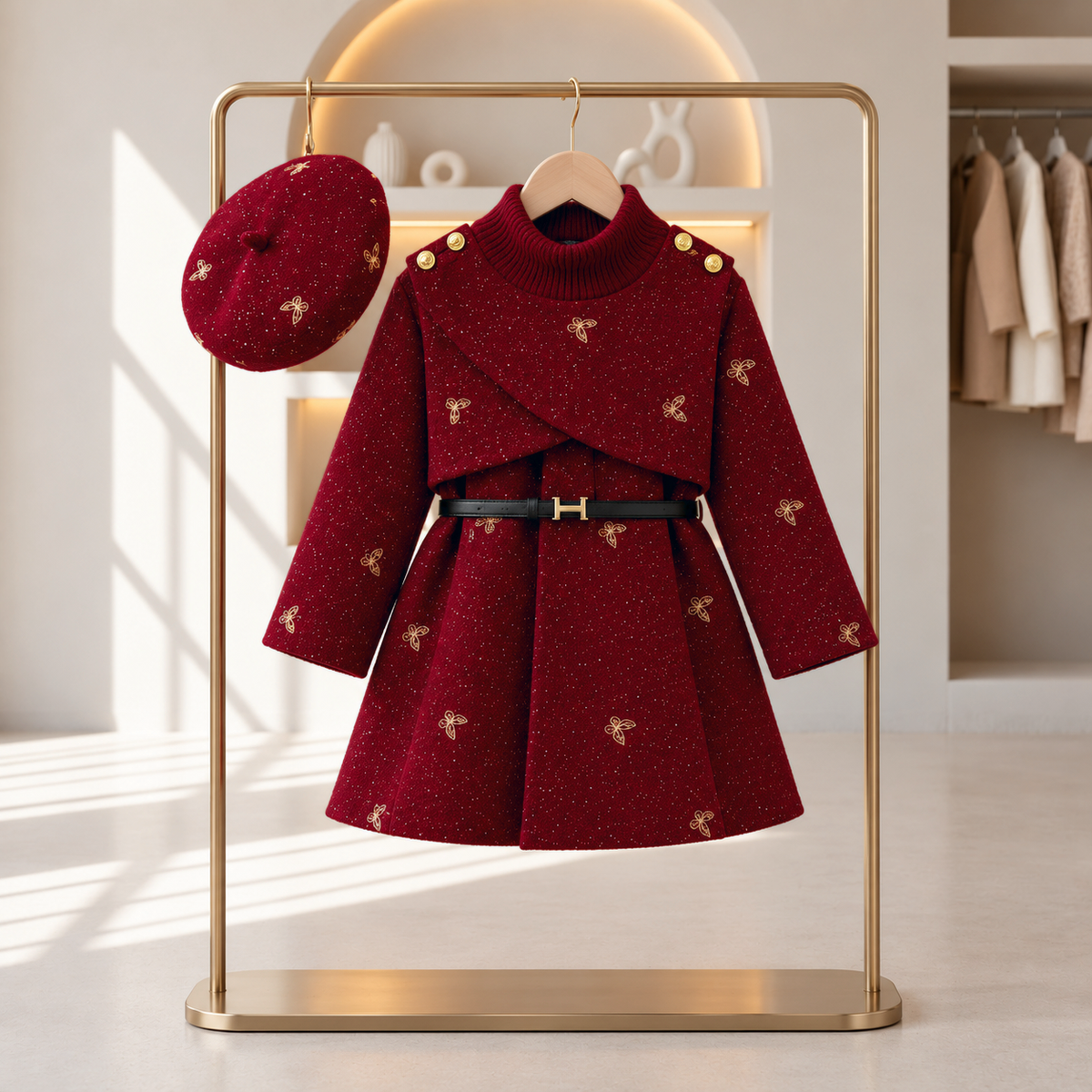 Scarlett Belted Coat & Beret Set